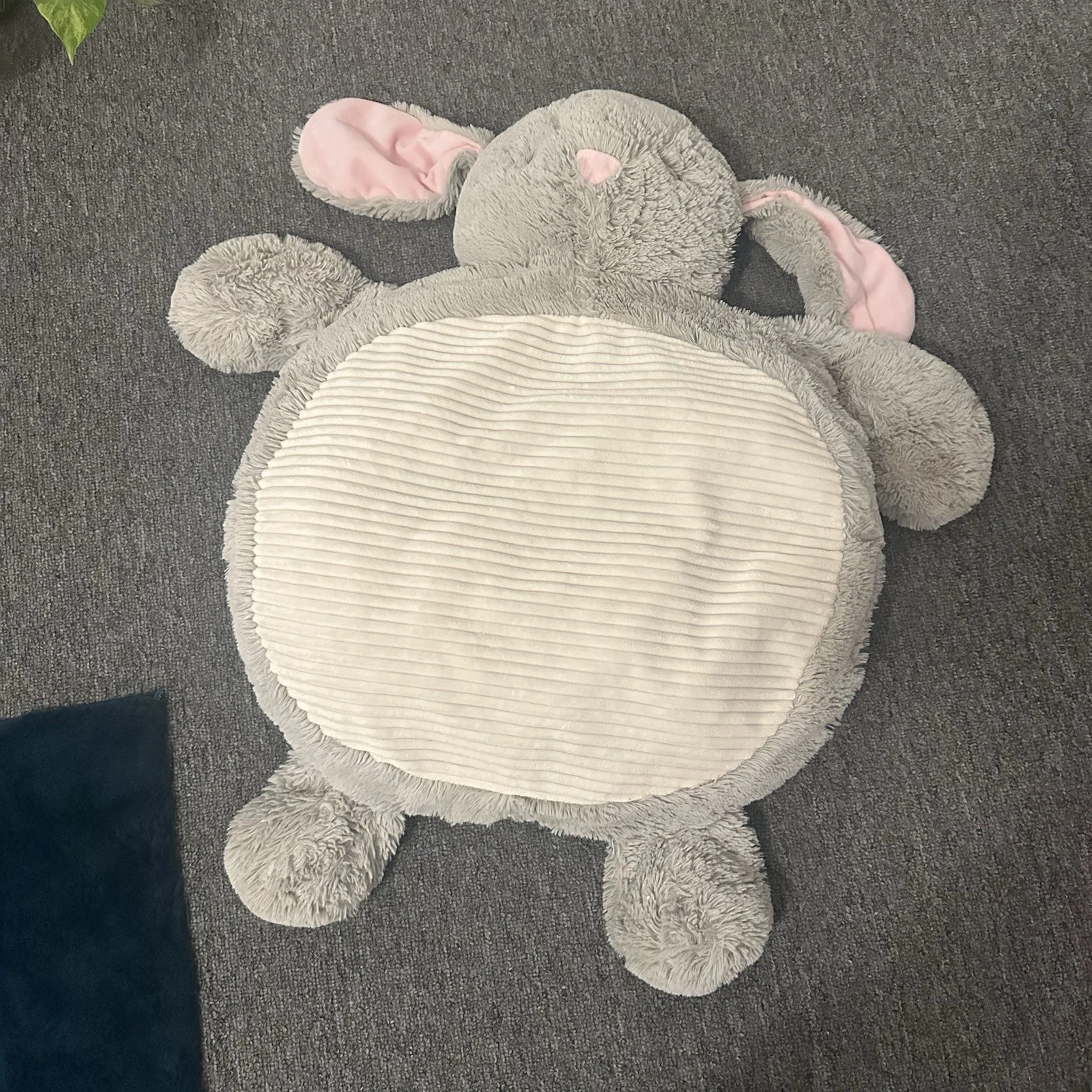 Kellytoy Baby Mats Plush Bunny Playmat Gray Infant Toddler Round