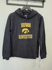 Iowa Hawkeyes Sweatshirt Boy's Large (14- 16) Black Stitched Hoodie New 