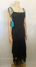 VINTAGE 1990'S CABO RUCHED CINCH MESH WHIMSIGOTH FAIRY PARTY DRESS IN BLACK