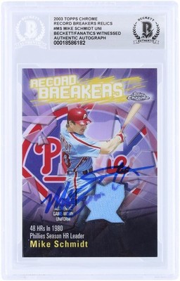 Mike Schmidt Phillies Signed 2003 Topps Chrome Record Breaker #RBCA-MS BAS Card