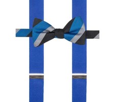 Alfani Men  s Mars Stripe Bow Tie  Suspender Set, Blue