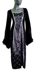Robe Courte Gothique Victorienne Avec Corsage Dentelle - Taille L/XL, Noire, Neuve