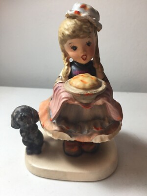 Vintage Napco ''Dinner Time'' Little Girl with Pie/Cake & Dog Figurine