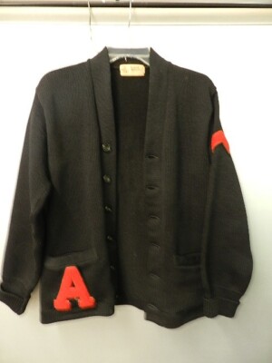 Vintage 100% Wool BLACK LETTERED FRONT & BACK Wigwam Award Sweater