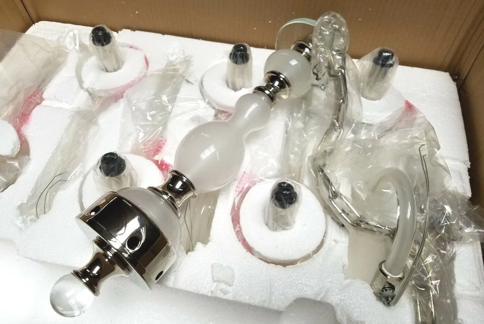 Maxim 27546FTPN 6-Light 28" Polished Nickel 1-Tier Frosted Glass Chandelier - Image 4 of 4