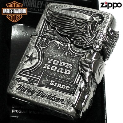Zippo Harley Davidson HDP-28 Eagle 3 Sides Metal Silver Lighter