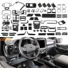 Carbon Fiber Grain Full Set Interior Kit Decor Cover Trim For Ford F150 2021-25