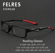 Square Sport Blue Light Blocking Reading Glasses Men Women Full Frame Glasses 