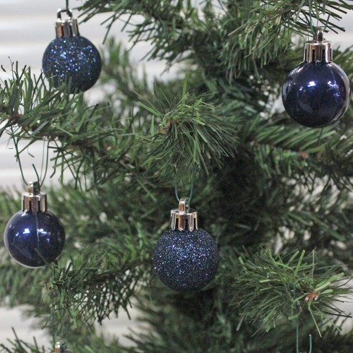 Christmas Shatterproof Baubles 24 Pack 30mm Tree Decoration Midnight Blue - Picture 2 of 2