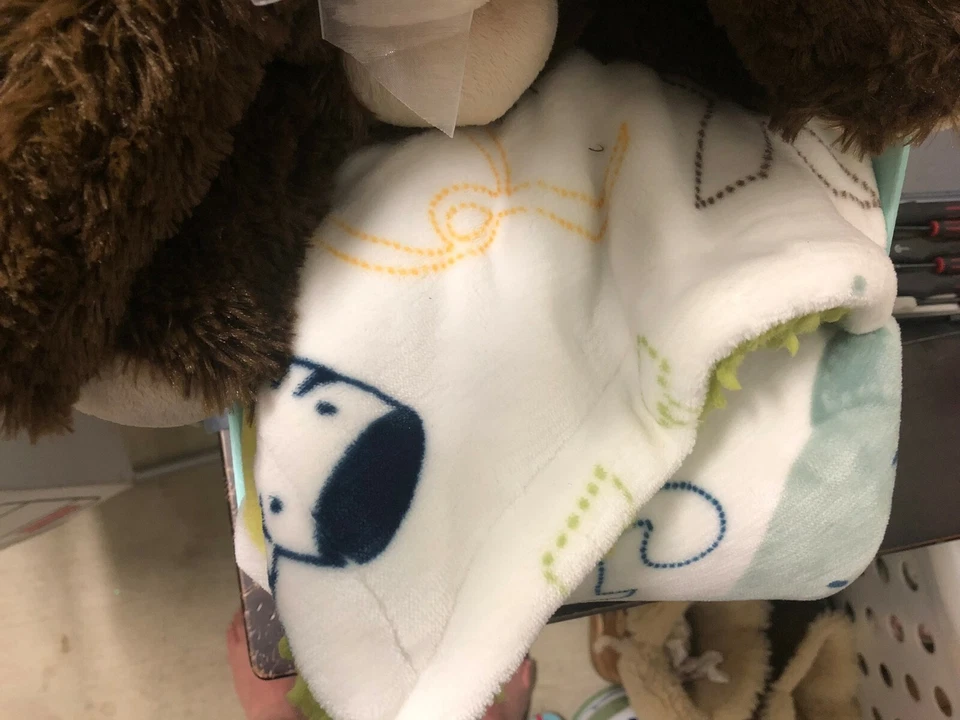 Маленькие чудеса Baby одеяло коричневый щенок ABC алфавит буквы зеленый Costco - Изображение 4 из 4