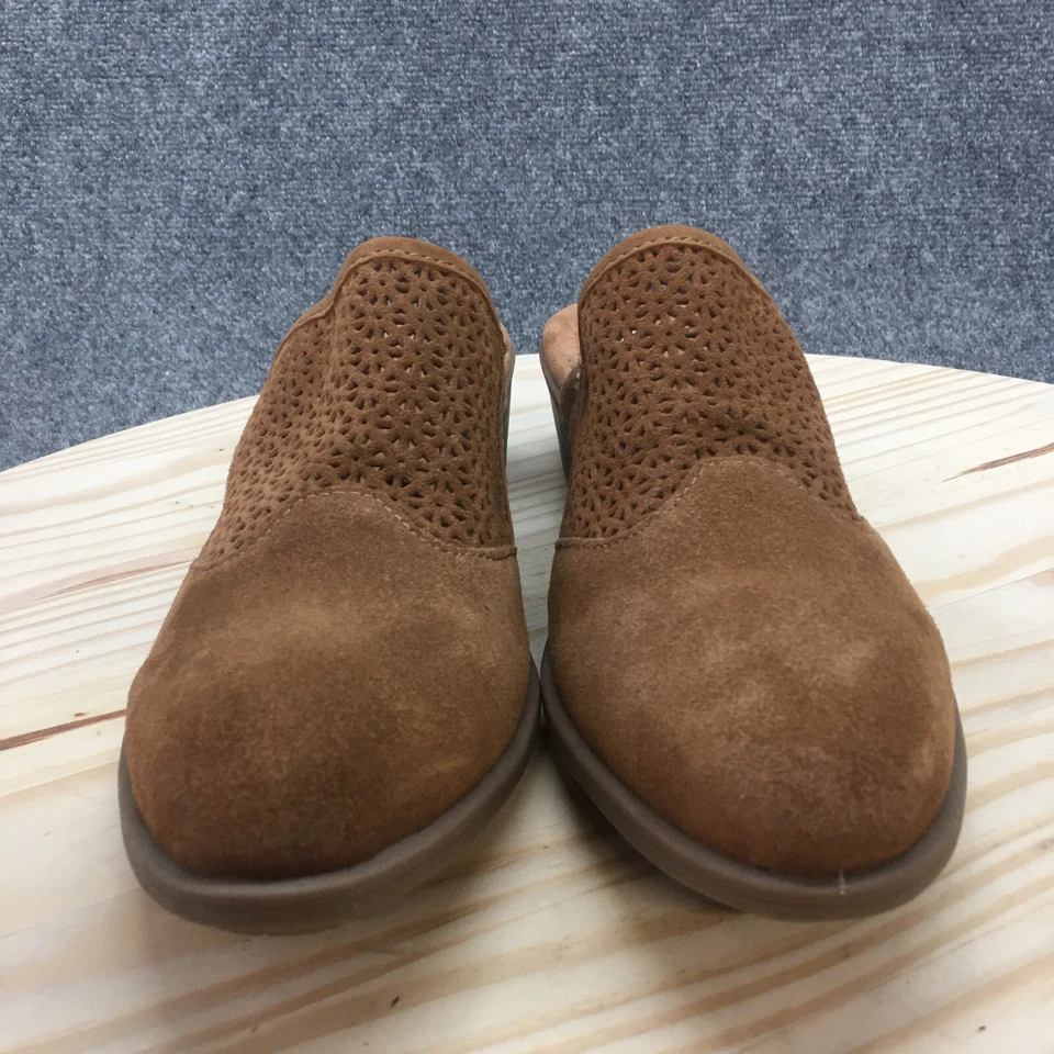 Sandalias Earth Origins para mujer 11 M Celina sin cordones zuecos de mula marrón gamuza tacón Foto 4 de 4