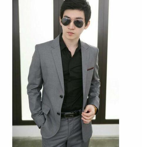 Neu formeller Herren Slim Fit stilvoller Anzug Anzüge zwei Knöpfe Anzug Set Jacke Hose Krawatte @ - Bild 5 von 26