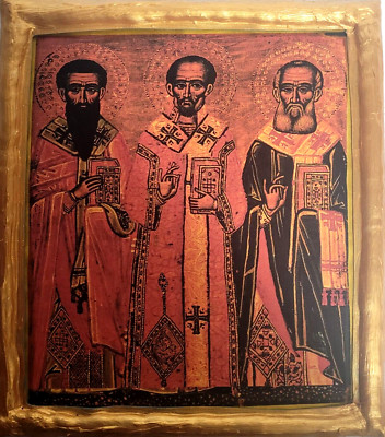 Three Holy Hierarch Saints Gregory St John St Basil Greek Eastern Orthodox Icon