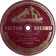 John McCormack - Kathleen Mavourneen 1911 Shellac, 12", S/Sided  74236 Very Good