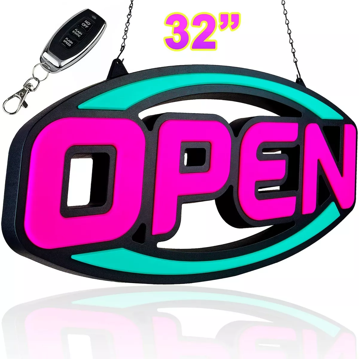 Large LED Open Sign Neon Bright for Restaurant Bar Club Shop Store Business  Oval