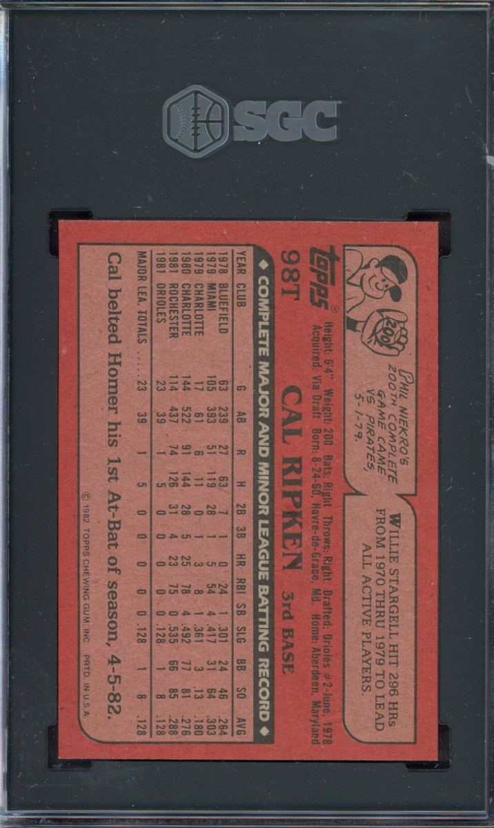 CAL RIPKEN JR. ~ 1982 Topps Traded Rookie Card RC #98T ~ Graded