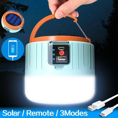 300W Solarleuchte Outdoor Camping Lampe Aufladbar Laterne Akku Zelt Licht USB - Bild 4 von 19