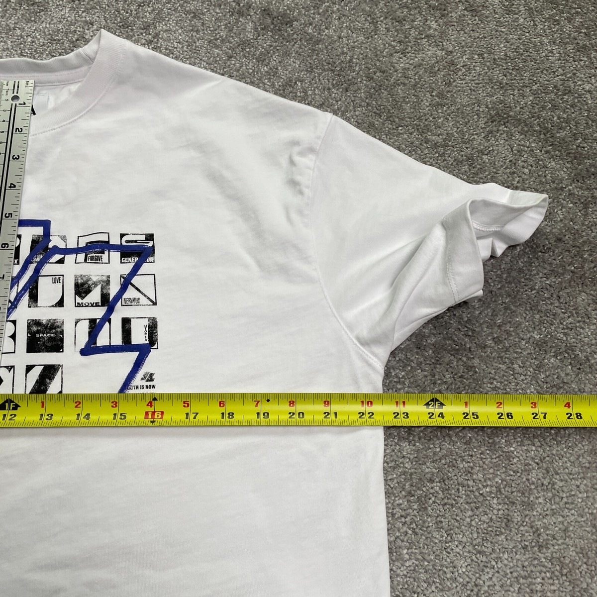 Zara Adererror Graphic T-Shirt Mens S/M White Crew Neck