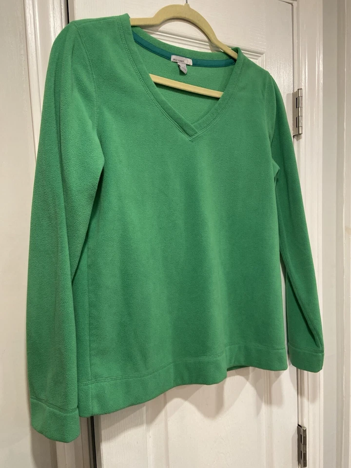 Top Pullover Manga Larga Polar Suave Cuello en V Verde Azul Marino Antiguo Talla S Foto 3 de 4