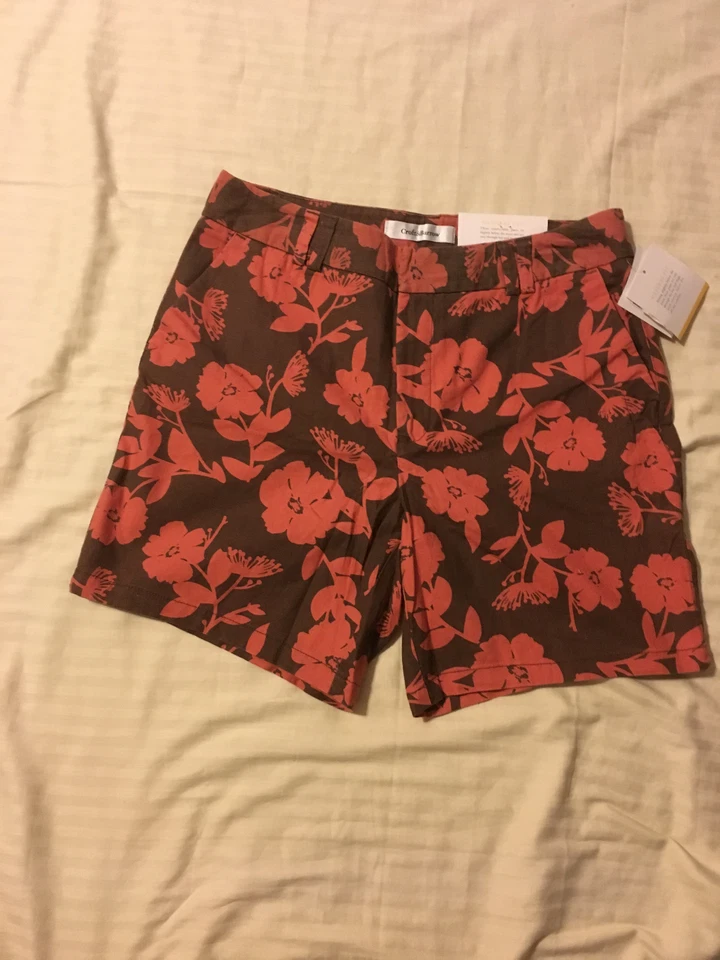 Croft & Barrow: Pantalones cortos informales estilo pantalón mezcla lino para mujer: uva o coral Foto 2 de 4