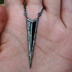 Pave Diamond Arrowhead Pendant Necklace 925 Sterling ...