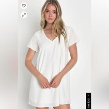 Lulus - Freestyle | Women's L, White Shift Mini Dress