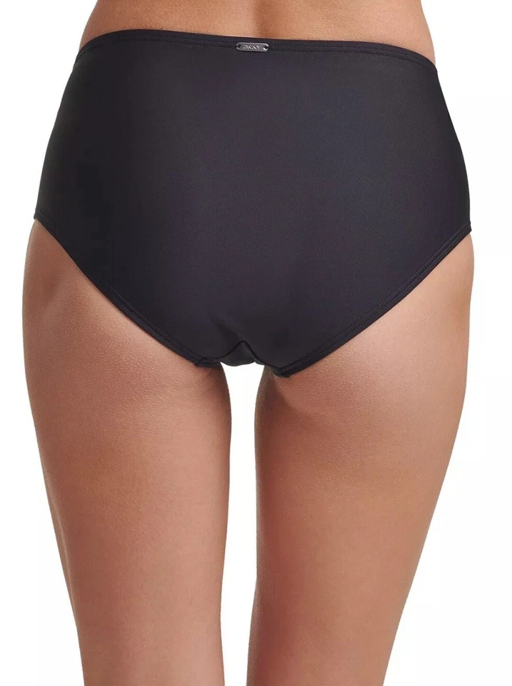 DKNY Women’s Sz X-Small Seahigh Waist Bikini Bottom Swimsuit Black Poly-Spandex - Image 2 of 3