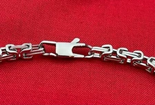 7"-36" STAINLESS STEEL SILVER 4MM  BYZANTINE TURKISH  BOX W/SPECIAL CLASP CHAIN