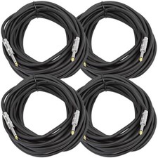 4 Pack of 35 Foot Pro Audio 1/4 Inch to 1/4 Inch TS Mono Speaker Cables