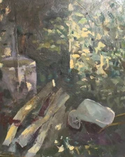 Vintage expressionist oil painting landscape