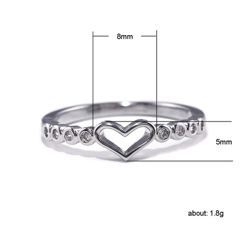 Eleganter herzförmiger Geschenk Damen 925 Silber gefüllter Ring Kubik Zirkon Ring Gr. 6-10 - Bild 4 von 8