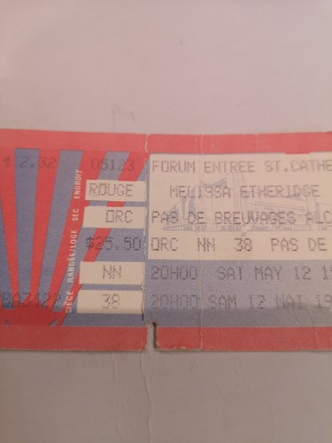 MELISSA ETHERIDGE CONCERT TICKET STUB MONTREAL FORUM MAY 12, 1990 - Picture 3 of 5