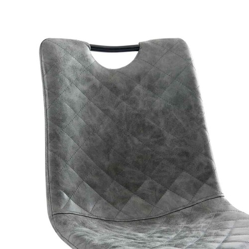NNEVL Dining Chairs 2 pcs Dark Grey Faux Leather - Picture 6 of 8