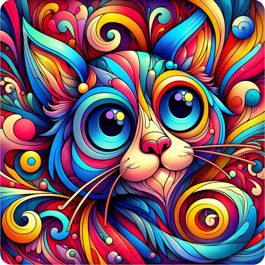 Psychedelic trippy cat 100% waterproof vinyl sticker decal - several sizes