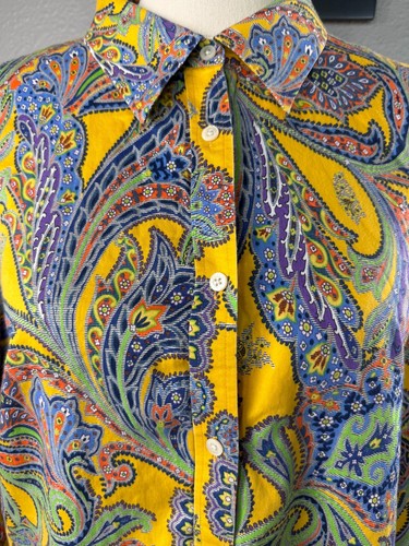 Camicia manica lunga Lauren Ralph Lauren cotone paisley VINTAGE taglia 3X - Foto 4 di 5