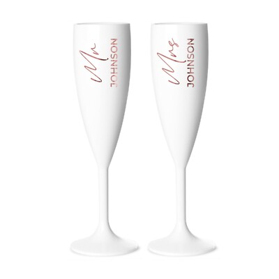 Personalisierte Sektflöte Glas Braut Bräutigam Herr Frau Hochzeit Trauzeugin Ehre WEISS