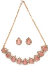 LATEST WOMEN/GIRLS PARTYWEAR CHOKER STYLE LIGHT PINK NECKLACE SETWITH EARRINGS