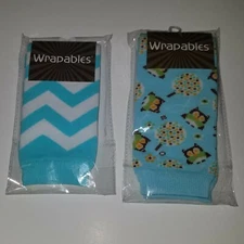 NEW 2 Wrapables Leg Warmers Baby Apparel Blue Chevron Owls Trees Orange Brown