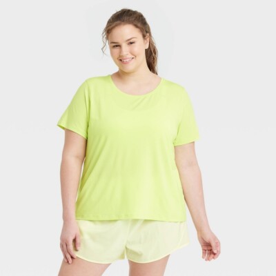 Women's Essential Crewneck Short Sleeve T-Shirt - All in Motion Lime Green, 3X