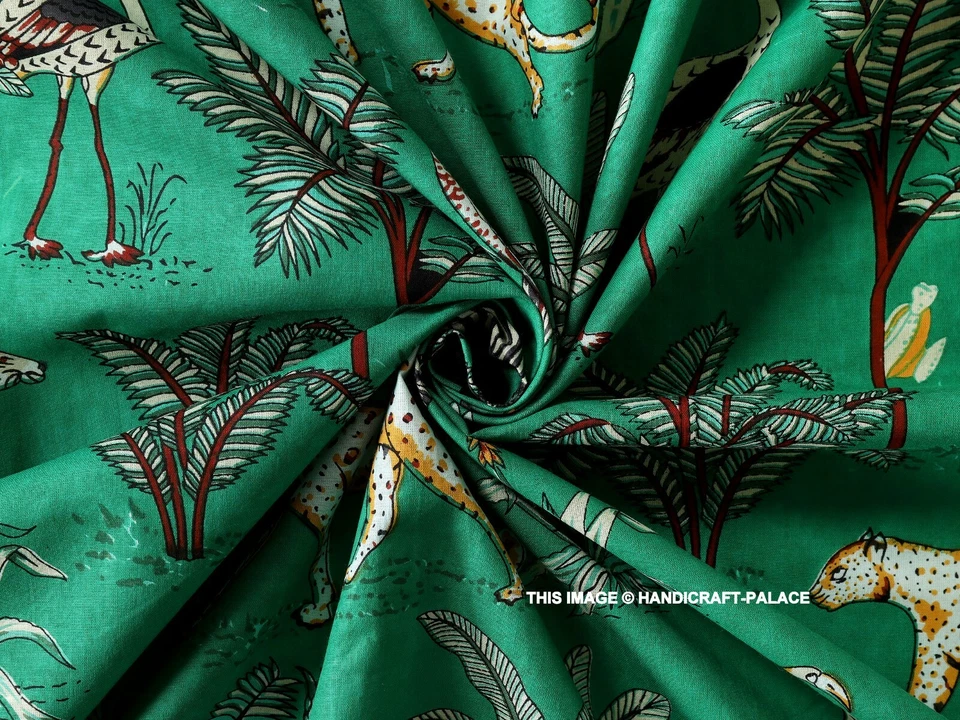 Tela india con estampado de tigre animal de algodón puro de 5 yardas estampada a mano Foto 4 de 4