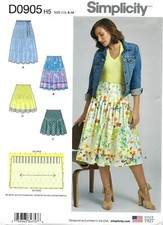 Gonne pieghettate taglio grana trasversale Simplicity D0905 taglia 6-14 modello NON TAGLIATE 8555