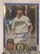 FREDDY TARNOK 2023 TOPPS CHROME ROOKIE AUTO BLUE RAY WAVE/150 #RA-FT OAKLAND A's