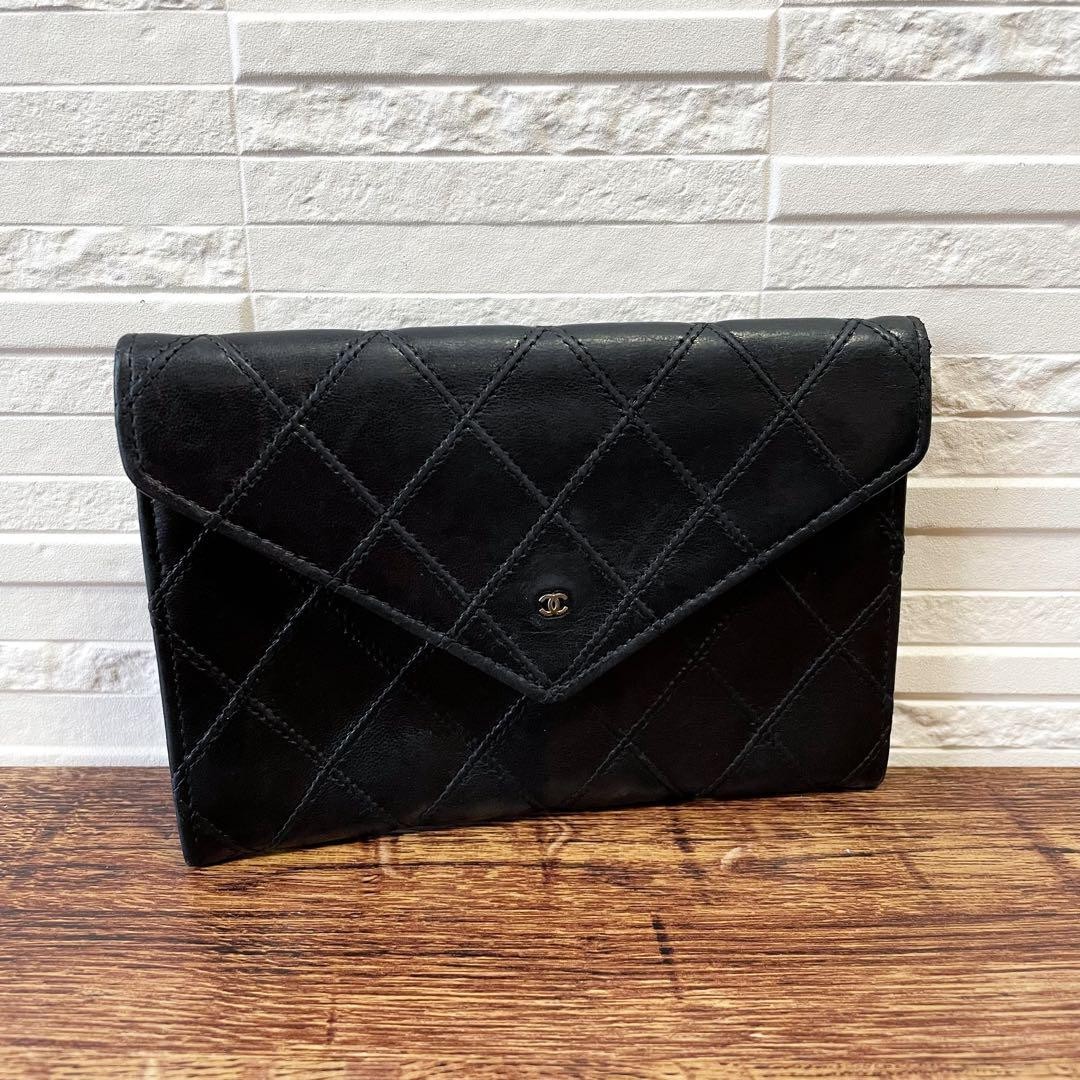 CHANEL Lambskin Bicolor Matelasse Card Coin Wallet Authentic Japan