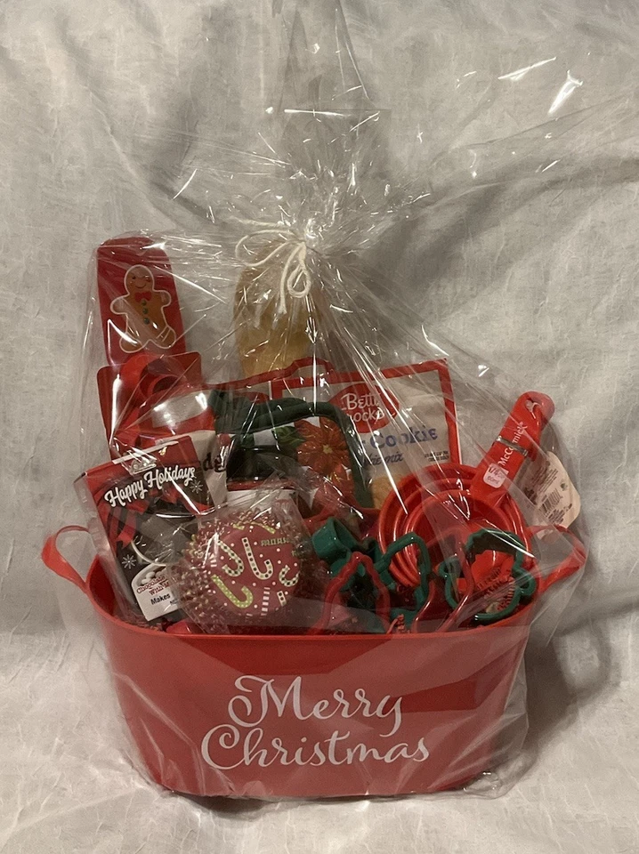Cesta de regalo para hornear vacaciones de Navidad, regalo de Navidad, mezcla de galletas, mezcla de brownie Foto 3 de 3