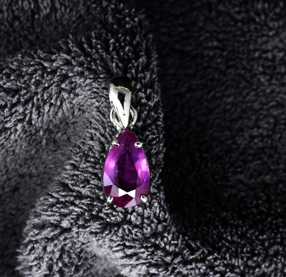 Ciondolo mini in argento sterling 925 con rubino rosa non trattato 15 mm... - Immagine 4 di 4