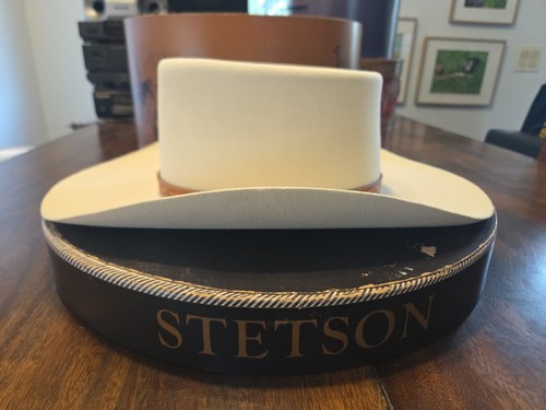 Vintage Stetson 3X Beaver Rancher Cowboy Hat Size 7 Open Crown Box Wyoming