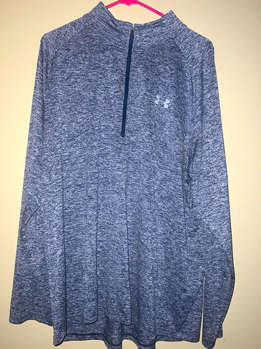 Under Armour HeatGear 1/4 Zip Loose Fit Long Sleeve Mock Neck Blue 2XL