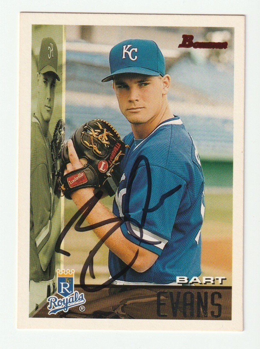 Bart Evans Signed 1995 Bowman Card #35 RC Auto Kansas City Royals Autograph COA