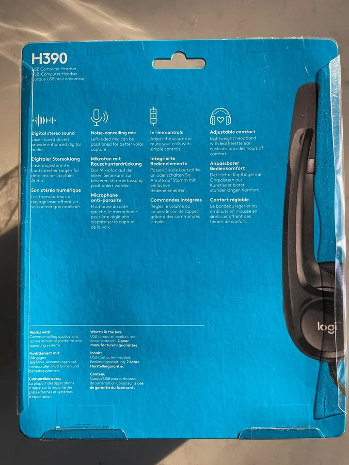 100% GENUINE LOGITECH H390 USB HEADSET QUALITY DIGITAL SOUND UNUSED AND BOXED! - Image 4 of 4