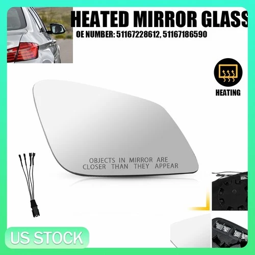 Right Passenger Side Heated Outer Rear View Mirror Glass For 528I 535D 550I 640I